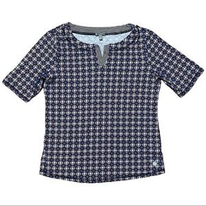 Talbots Short Sleeve Blue and Orange Geometric Shape Top Size S